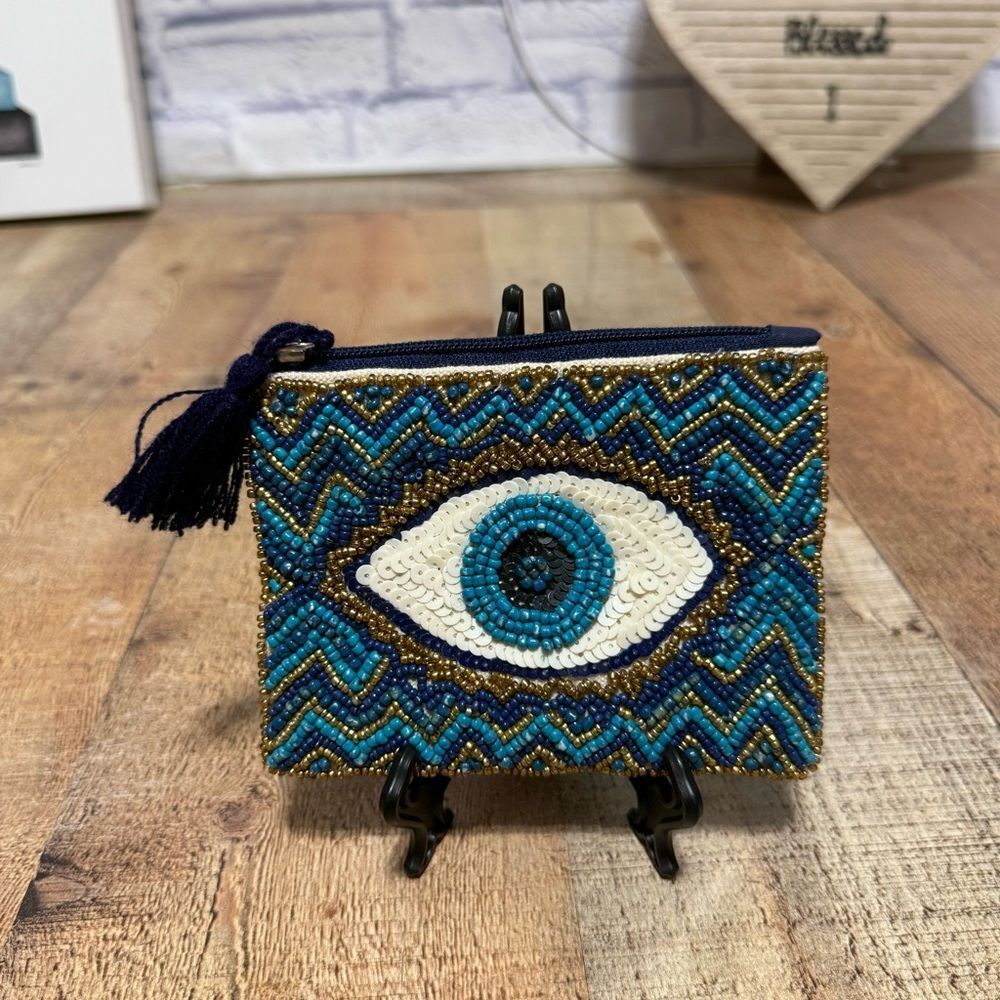 America & Beyond Grecian nights Embellished evil eye coin purse beaded
